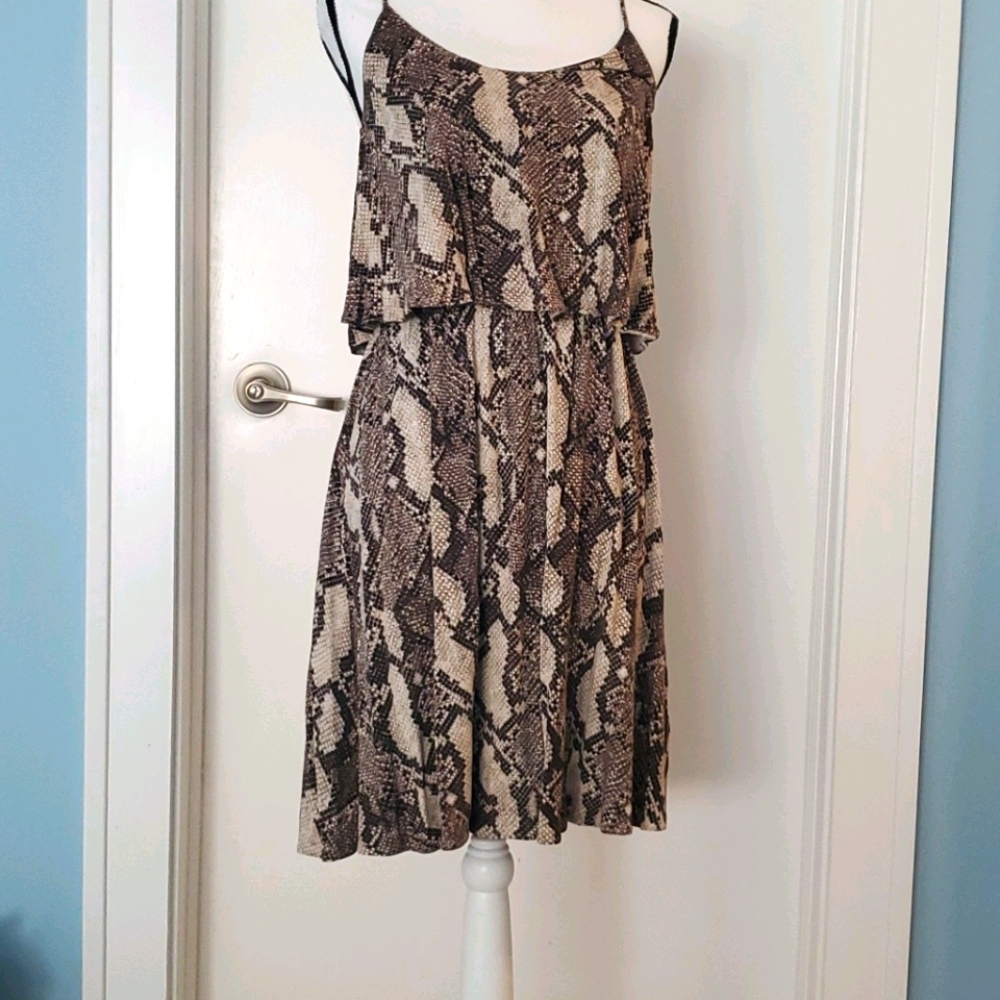 H&M leopard print layered ruffle dress flare dress